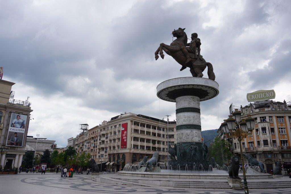 Alexander den Store skulptur. Fra Skopje, Nordmakedonien.